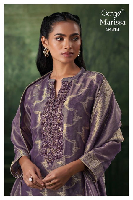 Marissa 4318 By Ganga Bemberg Silk Dress Material Exporters In India
